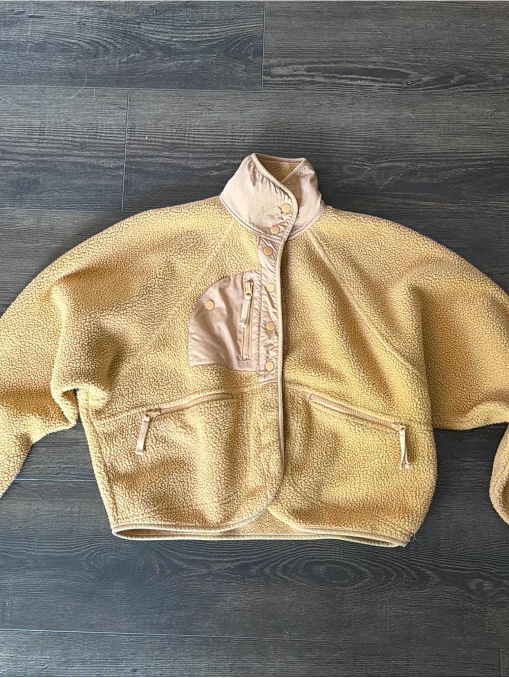 FP Movement Hit the Slopes Fleece Teddy SweaterJacket Orange Oversized Sz XSmall